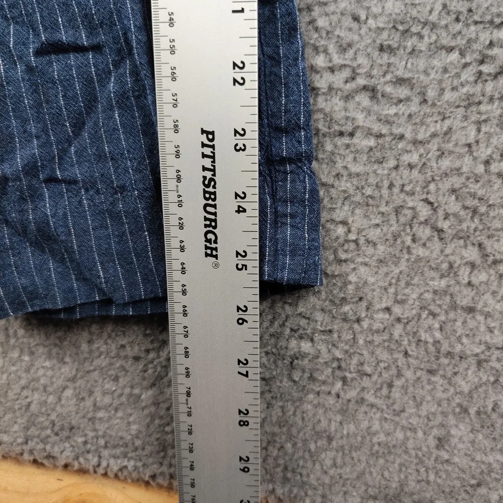 Banana Republic Linen Blend Pants Sz 8 Avery Blue Pinstripe Ankle Crop Trousers